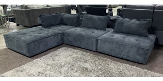 Cubiq Modular Grey LHF Fabric Corner Sofa - Converts To Square Shape