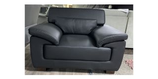 Devon Black Bonded Leather Armchair With Wooden Legs And Adjustable Headrests Ex-Display Showroom Model 50982