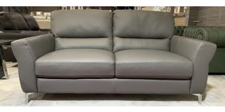 Winona Grey Semi Aniline New Trend 3 Seater With Chrome Feet Ex-Display Showroom Model 51002