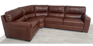 Lucca Brown Lhf Leather Corner Sofa Sisi Italia Semi-Aniline With Wooden Legs High Street Furniture Store Cancellation 51007
