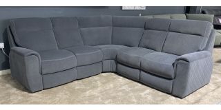 Omnibus New Trend Grey Aqua Clean 2C2 Static Corner Sofa With Contrast Stitching - Ex-Display Showroom Model 51016