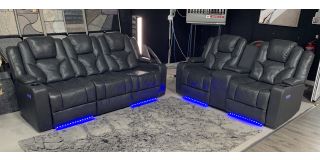 Atlanta Grey 32 Leather Electric Recliners With Reading Lights Floor Lighting Usb Cup Holders And Storage