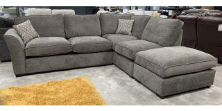 Kensington RHF Grey Fabric Corner With Zebra Grey Scatter Cushions And Wooden Legs - Also LHF And Other Colours Available