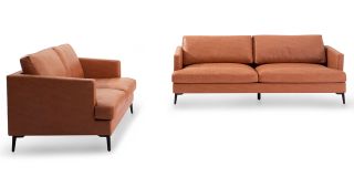 Jasper 3 + 2 Seater Tan PU Sofa Set With Metal Legs