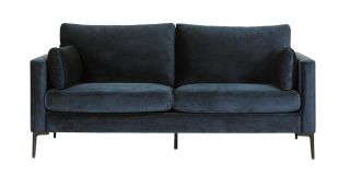 Wren 3 + 2 Seater Navy Fabric Sofa Set With Metal Legs