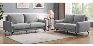 Barnaby 3 + 2 Seater Grey Fabric Sofa Set With Metal Legs