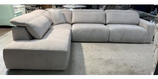 Melani LHF Stone Corner 1 Electric Sliding Seat And 1 Manual Slider Middle Seat Aqua Clean Fabric Adjustable Headrests
