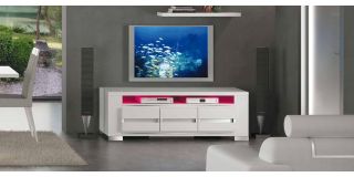 Elegance Diamond White Three Door TV Unit Assembled