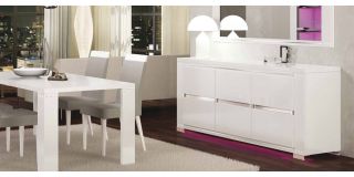 Elegance Diamond White Three Door Buffet Cabinet Sideboard Assembled