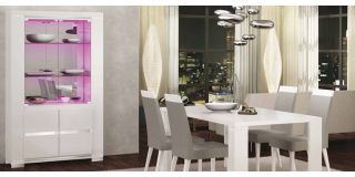 Elegance Diamond White Double Display Cabinet Assembled