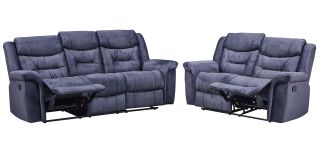 Grace Blue Fabric 3 + 2 Sofa Set Manual Recliners