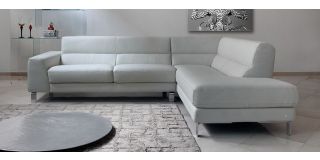 Est Simon White Rhf Corner Sofa With Semi-Aniline Leather And Chrome Feet - Available In Other Colours And Materials