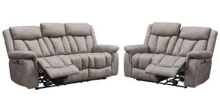 Pickford Sandstone Fabric 3 + 2 Sofa Set Electric Recliners