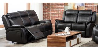 Hampshire Black Leathaire 3 + 2 Sofa Set Manual Recliner