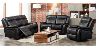 Hampshire Black Leathaire 3 + 1 + 1 Sofa Set Manual Recliner