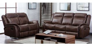 Hampshire Tan Leathaire 3 + 2 Sofa Set Manual Recliner