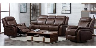 Hampshire Tan Leathaire 3 + 1 + 1 Sofa Set Manual Recliner