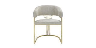 Pair Of Cream And Gold Grandeur Dining Table Chairs With Plush Velvet Seat
