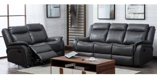 Hampshire Grey Leathaire 3 + 2 Sofa Set Manual Recliner