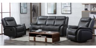 Hampshire Grey Leathaire 3 + 1 + 1 Sofa Set Manual Recliner
