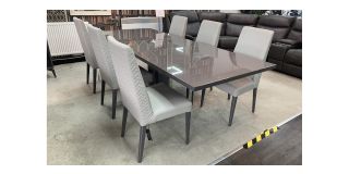 Cristina 2m - 2.5m Grey Extending Dining Table With 6 Light Grey Chairs (w50cm d55cm h105cm) Ex-Display 50837