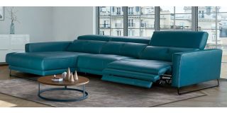 Isabel Newtrend Turquoise LHF Corner Sofa With Electric Recliner And Adjustable Headrests - Other Colours And Combinations Available