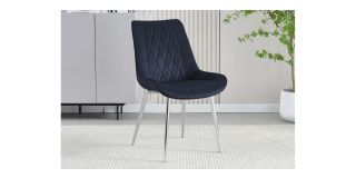 Pair Of Black Quilted Front Plush Fabric Chairs With Chrome Legs