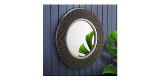 Adagio Round Mirror - Pewter Effect Lacquered Finish