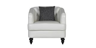 Adam White Bonded Leather Armchair With Wooden Legs