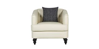 Adam Cream Bonded Leather Armchair With Wooden Legs