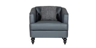 Adam Grey Bonded Leather Armchair With Wooden Legs
