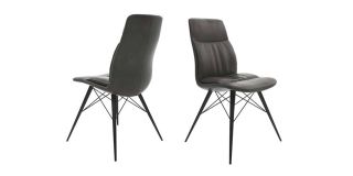 Alexa Vintage Grey Leather Dining Chair (Per Pair)