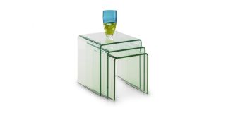 Amalfi Bent Glass Nest Of Tables - Clear Glass - Tempered Glass