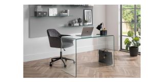 Kahlo Velvet Swivel Office Chair - Grey & Black - Grey Velvet