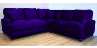 Anne Plush Velvet 2C2 Formal Back Corner Sofa With Ruffled Effect On Arms And Wooden Bun Feet