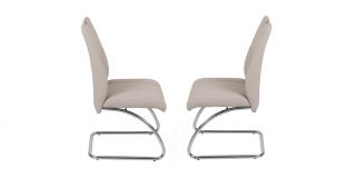 Bacall Set of 4 Champagne PU Chairs with Chrome Legs