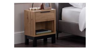 Bali 1 Drawer Bedside - Oak - MDF