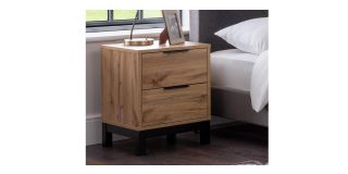 Bali 2 Drawer Bedside - Oak - MDF