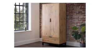 Bali 2 Door 1 Drawer Wardrobe - Oak - MDF