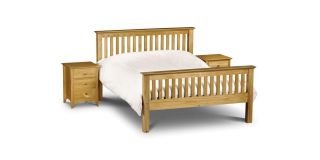 Barcelona Bed - High Foot End Pine - Low Sheen Lacquer - Solid Pine
