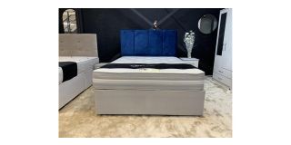 Knight Flex King 5ft Bed Set With Memory Foam Mattress - Blue Headboard And Storage