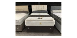 Double 46 Bed With Floor Standing Headboard - Platinum Pocket Sprung With Latex On Top - Ex-display Showroom Model