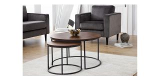 Bellini Round Nesting Coffee Table - Walnut - Walnut Effect Finish - Coated Particleboard