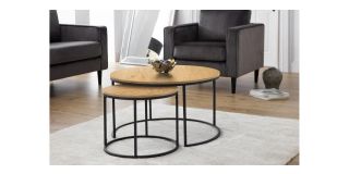 Bellini Round Nesting Coffee Table - Oak - Oak - Coated Particleboard