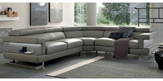 Bolero Aniline Leather Corner Grey Sofa 2C2 With The Electric Siding Seats in The Ends