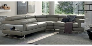 Bolero Large Aniline Leather Corner Sofa Cream And Brown 2C2