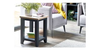 Bordeaux Lamp Table - Dark Grey - Dark Grey Lacquer - Solid Oak with Real Oak Veneers