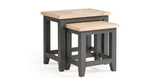 Bordeaux Nest of Tables - Dark Grey - Dark Grey Lacquer - Solid Oak with Real Oak Veneers