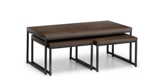 Brooklyn Nesting Coffee Tables - Dark Oak - Dark Oak - Solid Oak & Gunmetal