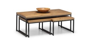 Brooklyn Nesting Coffee Tables - Solid Oak & Gunmetal